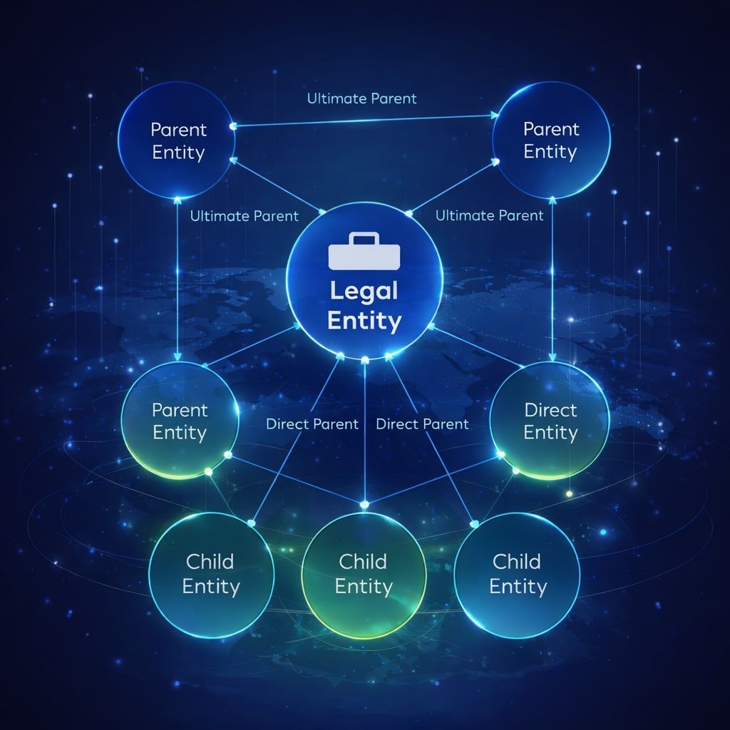 LEI 2. līmeņa dati, kas parāda uzņēmuma īpašumtiesību un kontroles attiecības